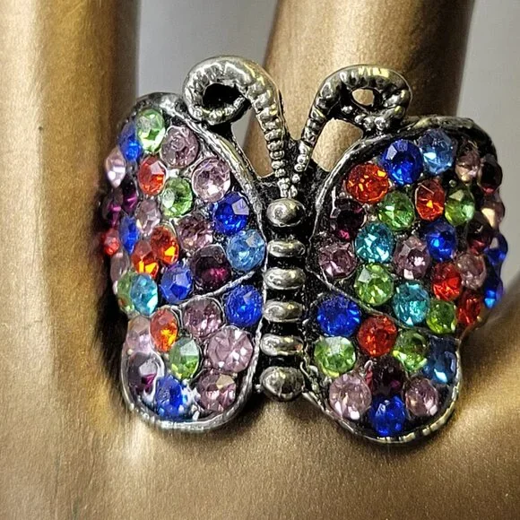 Colorful Butterfly Adjustable Ring - Picture 2 of 8
